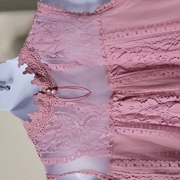 NY COLLECTION Sleeveless Mock Neck Lace Top Pink size XL - Picture 8 of 15